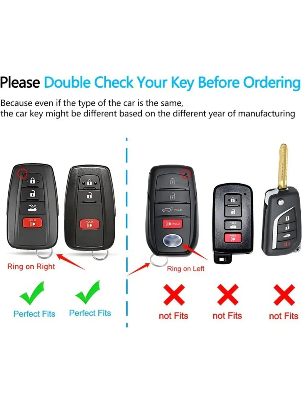 Stylish Red Key Fob Cover with Keychain for 2019-2025 Rav4, Highlander, Camry